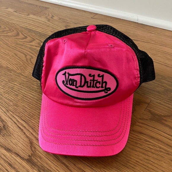 EUC Vintage Von Dutch Silky Hot Pink and Black Trucker Hat - Picture 2 of 10